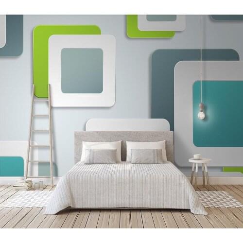 Custom wallpaper 3D square geometric bedroom background wall