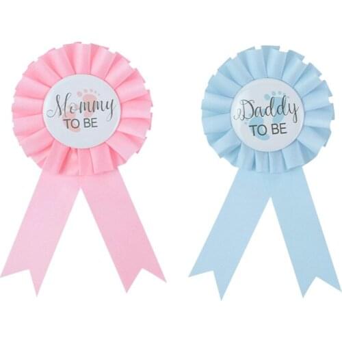 Blue Pink Daddy Mommy To Be Ribbon Badge DIY Daddy To Be Decorations For Baby Shower Boys Girls Gender Reveal Party Supplies