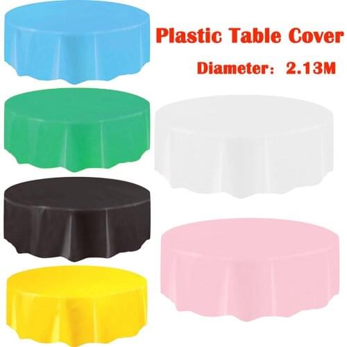 Large Plastic Circular Table Cover Cloth Wipe Clean Party Solid Colortablecloth Covers Wedding Birthday Party Table Covers