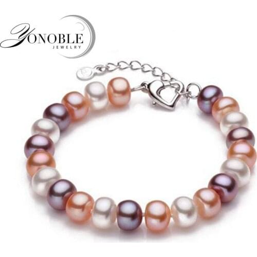 Bridal Jewelry Lover Real Natural Freshwater Pearl Bracelet Multi White Women de perle Pearls Beaded Charm Bracelets