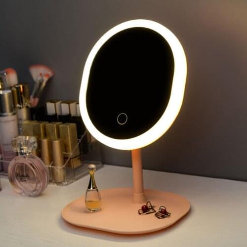 Led Light Makeup Mirror Storage LED Face Mirror Adjustable Touch Dimmer USB Led Vanity Mirror Table Desk Cosmetic Mirror