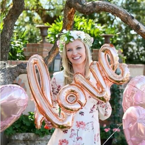 Ligatures LOVE Letter Foil Balloon Rose Gold Balloon Anniversary Wedding Birthday Gift Big Giant Wedding Party Decoration
