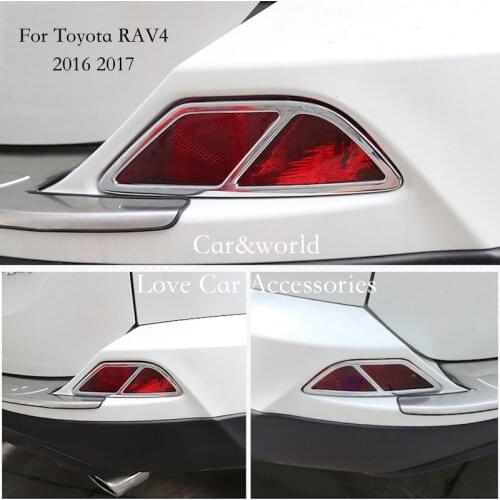 For Toyota RAV4 2016 2017 Rear Fog Lights Cover Tail Foglight Lamp Trim ABS Chrome Stickers Decoration Car styling Accessories