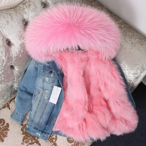 2018 New Cowboy Overcomes Winter Real Fox Fur Liner Long-collared Hooded Parkas Mujer Raccoon Fox Fur Winter Coat Women