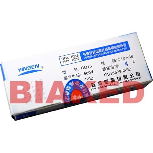 10/20pcs 10*38MM YINSEN Fuse RO15 RT14 RT18 aM2 RT19 gG 4A 500V CCC R015 10X38MM POWDER-FILLED CARTRIDGE CYLINDRICAL FUSE