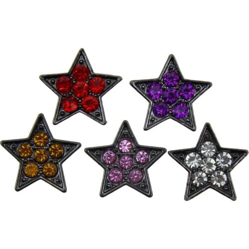 10pcs/lot New Arrival 12mm snap jewelry buttons Rhinestone Style Five stars Fit 12mm Snap bracelet necklace