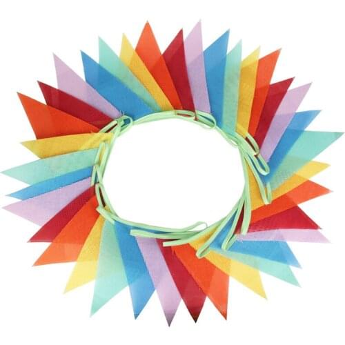 2color Styles 3.6M/5M/8M/10M Rainbow Banner Pennant Garland Flags Kids Baby Birthday Bunting Gathering Wedding Party Accessory