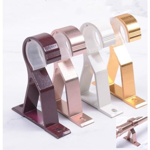 2 Pcs Aluminium Alloy Double Curtain Pole Brackets Hang Ceiling Metal Durable Base Fixed Holder Home Decoration Accessories