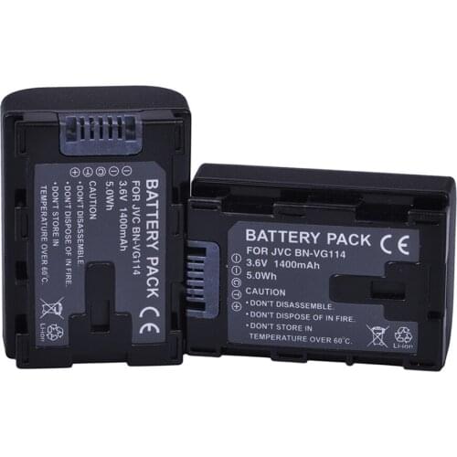 2pc 1400mAh BN-VG114 BN VG114 BNVG114 Camera Battery for JVC GZ-E100 GZ-EX210 GZ-EX250 GZ-EX215 GZ-EX515