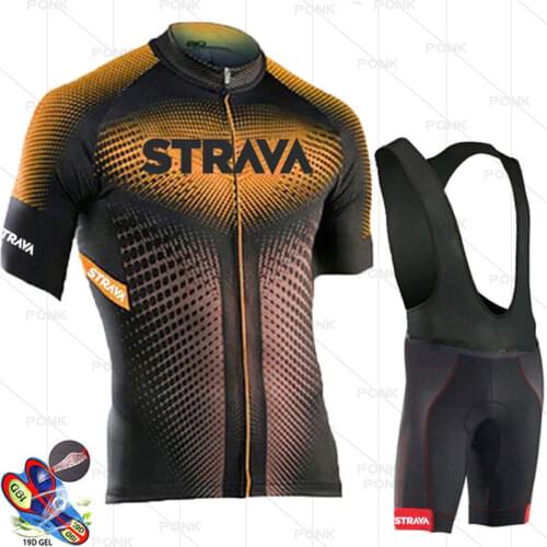 2021 Summer Bicycle Breathable Clothing Men STRAVA Cycling Jersey Short Sleeve Shirt Bike Shorts Gel Pad Maillot Ropa Cicli