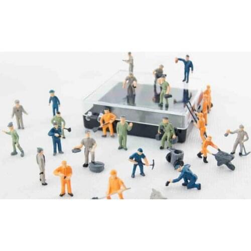 27PCS/SET ABS MINI 1:87 Sand table model making character railway workers villain Train Scene ornaments figure