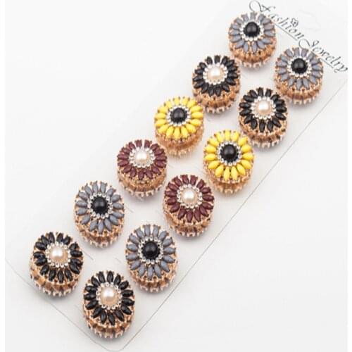 48pcs/lot mix color pearl flower magnet brooches vintage muslim scarf pins clip hijab pin clips women fashion accessories