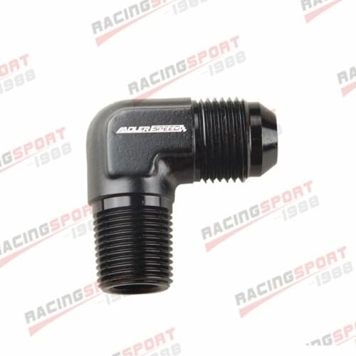 8AN AN8 AN-8 Male To 3/8" NPT 90 Degree Fitting Adapter Aluminum Black/Blue