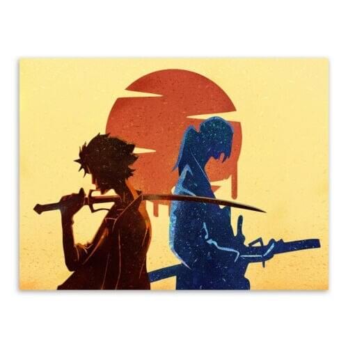 Watercolor Samurai Champloo Anime Poster and Prints Boy Bedroom Decorative Painting Wall Art Canvas Unframed
