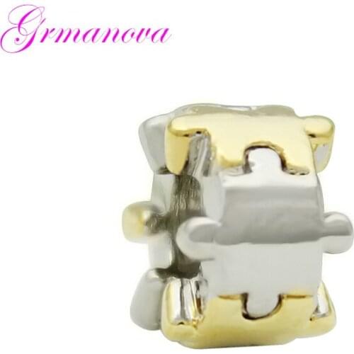 Zinc alloy classic fashion puzzle charm beads DIY handmade jewelry amulet Fit Pandora Bracelet Necklace