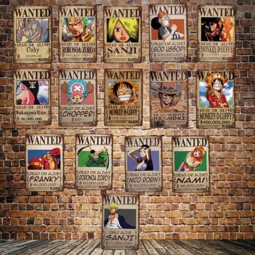[ DecorMan ] Wanted Japan Cartoon Wall Poster Custom Paintings Bar PUB Decor LT-1979