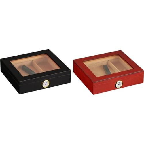 Cigar Humidor Handmade Wood Cigar Box Desktop Humidor with Hygrometer and Humidifier,Cedar Divider Holds 20 Cigars