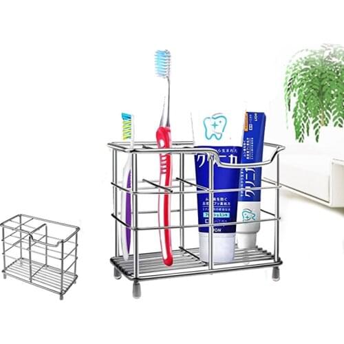Stainless Steel Bathroom Toothbrush Holder Tooth Brush Mug Toothpaste Storage Rack Razor Stand Bathroom Organizer Dropshipping