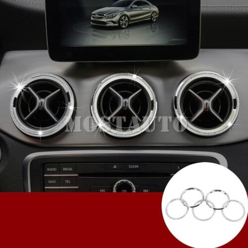 For Benz GLA X156 Rhinestone Style Console Air Vent Outlet Cover Ring 2013-2018 5pcs Car Accessories Interior Car Decor Car Trim