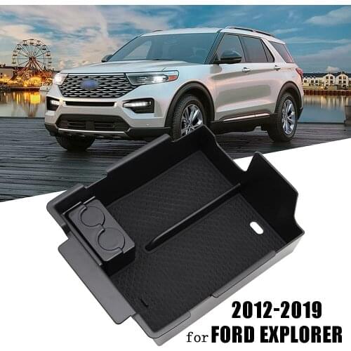 For Ford Explorer U502 MK5 2012~2019 Central Armrest Storage Box Center Console Flocking Organizer Containers Tray Accessories