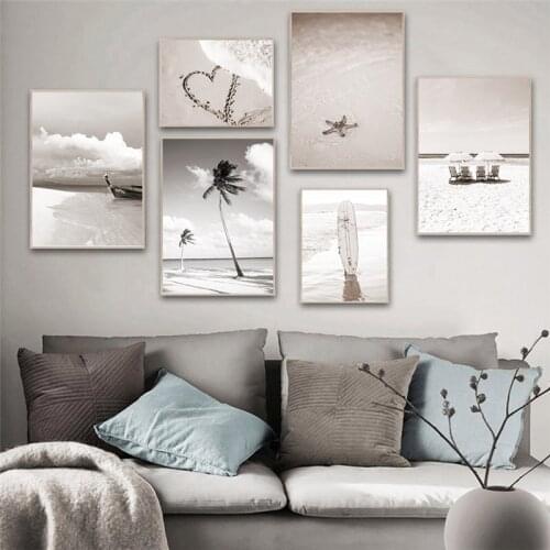 Home Decor Art Canvas Scenery Picture Poster and and white Painting Modern Black Wall Living Room Print for Scandinavian Design
