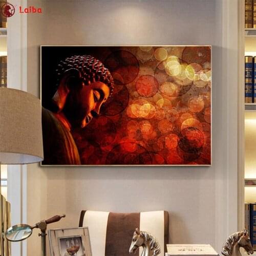 Photo custom Abstract art buddha statue religion diy diamond embroidery diamond painting full square round drill diamond mosaic