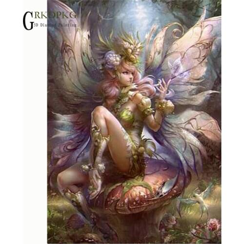 GRKDPKJ 5d Diy Diamond Painting Cross Stitch Diamond Embroidery Angel Girl Picture Landscape Wall Sticker Full Diamond Mosaic xx