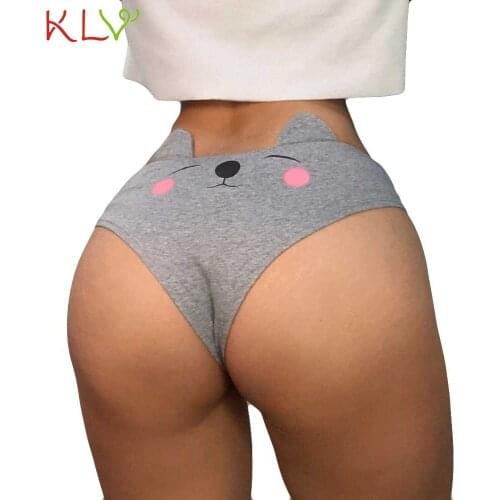Cotton Panties Funny Cartoon Cat Ears Lingerie Women Period Panties Seamless Briefs String Thong Knickers Womens Underwear 19Dc