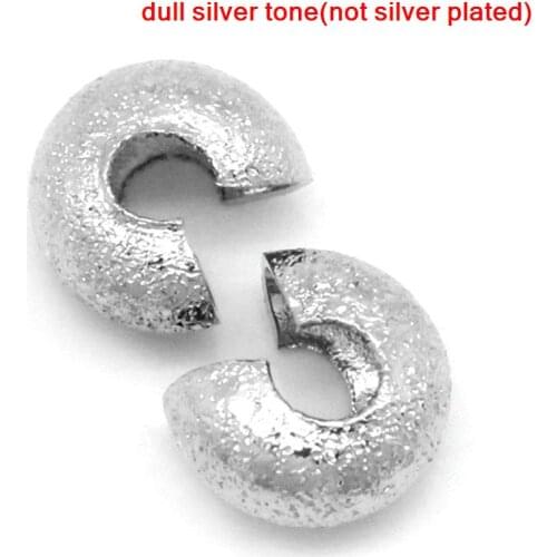 Copper Crimp Beads Half Round Silver Color 4mm( 1/8") Dia, 9 PCs new