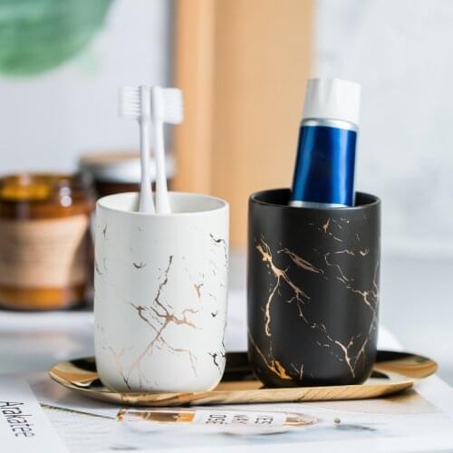 Marble Ceramic Tooth Mug Household Hotel Washing Cup Couples Tooth Cup Non-Slip Without Cover Gargle Mug Bathroom Supplies