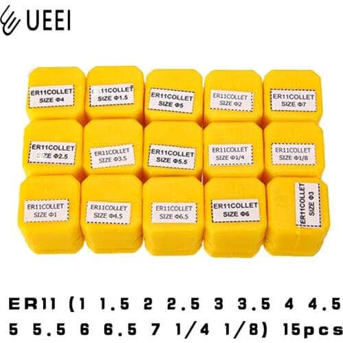 15 pcs/set ER11 1-7MM 1/4 1/8 Spring Collet High Precision Collet Set For CNC Engraving Machine Lathe Mill Tool