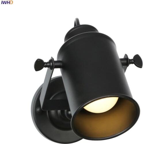 IWHD Black Adjustable LED Wall Light Up Down Bedroom Bathroom Mirror Loft Retro Vintage Wall Lamp Sconce Lamparas De Pared