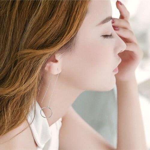 New Arrival 925 sterling silver circle hanging earrings exquisite jewelry gift female long earrings Jewelry Gift E029