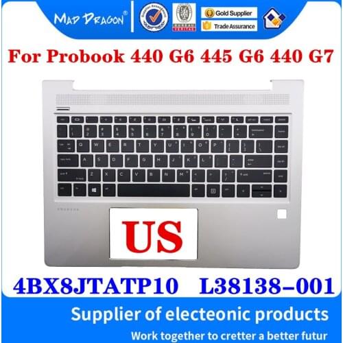 New 4BX8JTATP10 L38138-001 For HP Probook 440 G6 445 G6 440 G7 Palmrest Top Cover Upper Case With US Backlight Keyboard Silver