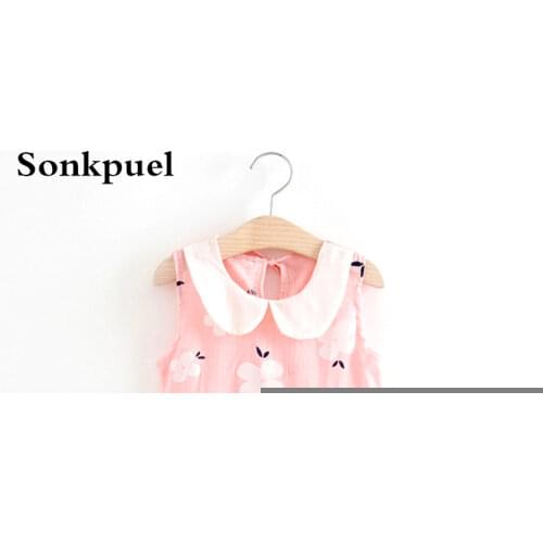 1-6 Years Baby Girls Sleeveless Princess Dresses Summer Kids Floral Printed Dress Girl Pure Cotton Dress Children Clothing