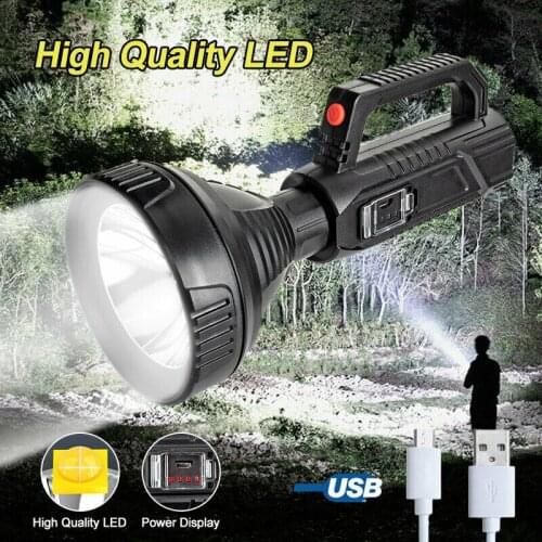 Rechargeable LED Handheld Searchlight Powerful Outdoor Lighting Camping Portable Flashlight Waterproof Spotlight for Fishing