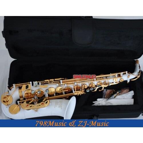 Professional White Lacquer Alto Saxophone Sax High F# Abalone Shell Key With Case