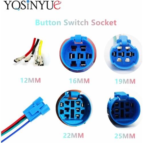 1PC 12mm 16mm 19mm 22mm 25mm Cable Socket For Metal LED Push Button Switch 2-6 Wires Stable Lamp Light Button Connector