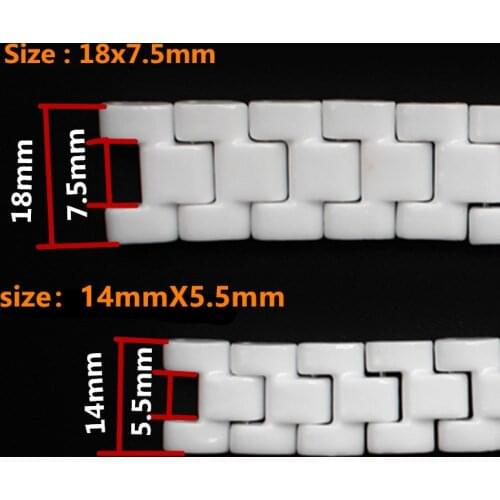 Ceramic Watchbands Men Women Watch Accessories Ceramic Strap Bracelet Band 14*5.5 / 18*7.5mm Watch Band wristband Notch End