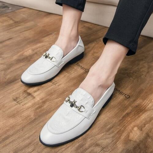 Luxury Fashion Groom Crocodile Pattern Leather Shoes Men Slip-on Casual Loafers Business Formal Dress Footwear Zapatos Hombre