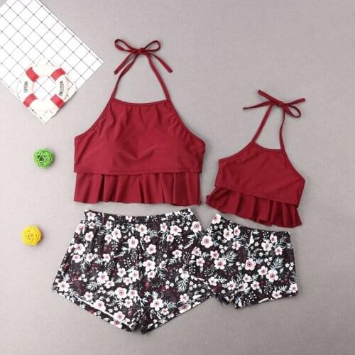 Family Floral Matching Women Kid Baby Girls Bikini Bathing Suit Belt Swimwear Swimsuit Sexy Summer Beachwear