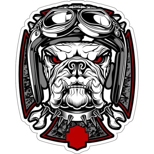 Animal style bull dog head flying helmet retro old school car decals #04026