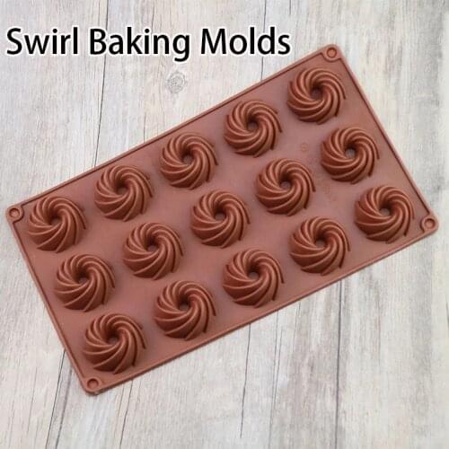 Swirl Shapes Silicone Cake Mold Form For Baking Cookies Pudding Donuts Biscuit DIY Moulds 15 Cavity Kitchen Baking Tools