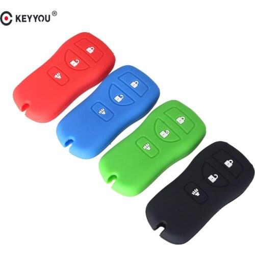 KEYYOU 3 Button Remote Key Fob Shell Silicone Case For Nissan Armada Xterra Pathfinder Frontier Quest Titan Murano