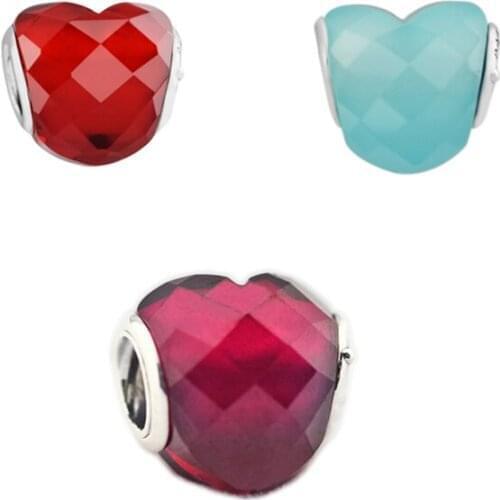Glass Shape of Love Charm 925 Silver Original Beads For Jewelry Making Fits European Sterling Silver Bracelets For Woman DIY