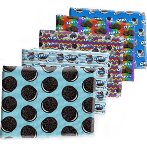 Bullet Fabric Printed Snacks Biscuit Food Cotton Polyester Stretch Cloth 50*145cm for DIY Craft Dress Sewing Bag Pillow Supplies