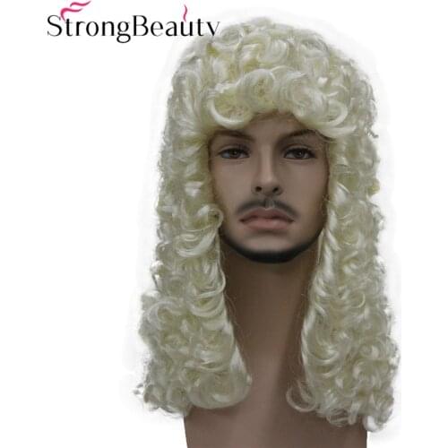 StrongBeauty Synthetic Judge Wig Nobleman Curly Hair Historical Blonde Gray Black Wigs