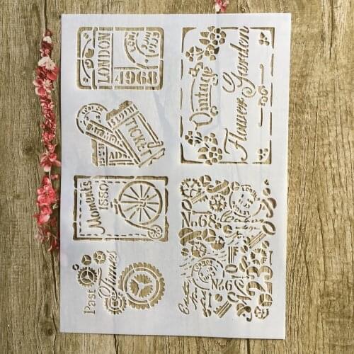 A4 29 * 21cm Square mechanical gear DIY Stencils Wall Painting Scrapbook Coloring Embossing Album Decorative Paper Card Template