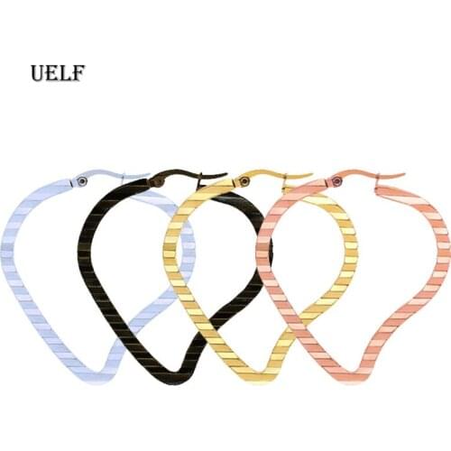 Uelf 2019 Punk Simple Design Matte Metal Hoop Earrings For Women Statement Jewelry Irregular Circle Brincos Jewelry