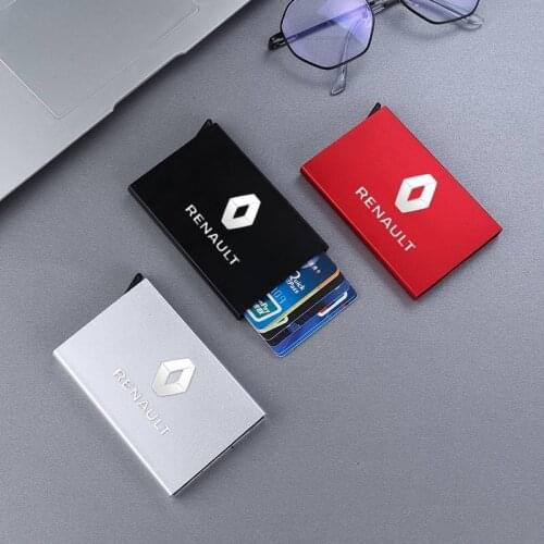 For Renault Captur Duster Megane 2 3 Clio Logan Smart Wallet Thin ID Card Case RFID Automatically Metal Bank Credit Card Holder